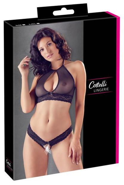 Sexy schieres crotchless 2-Teiliges Set