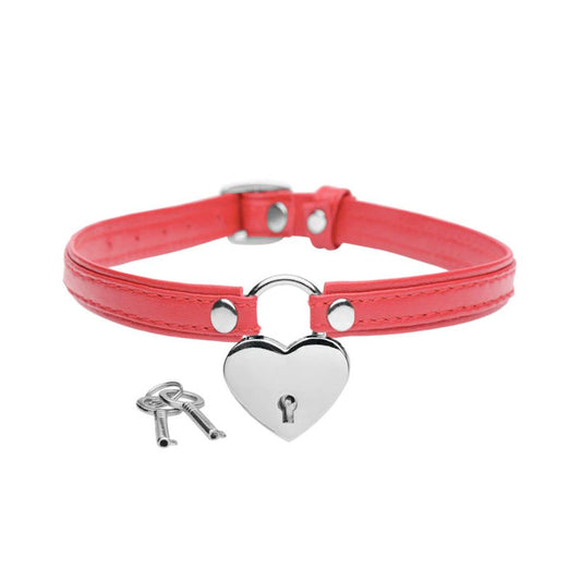 Herzschloss - Halsband mit Schlüsseln - Rot
