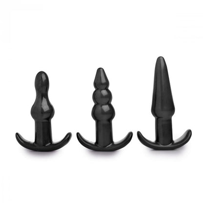 3-teiliges vibrierendes Analplug-Set - Schwarz