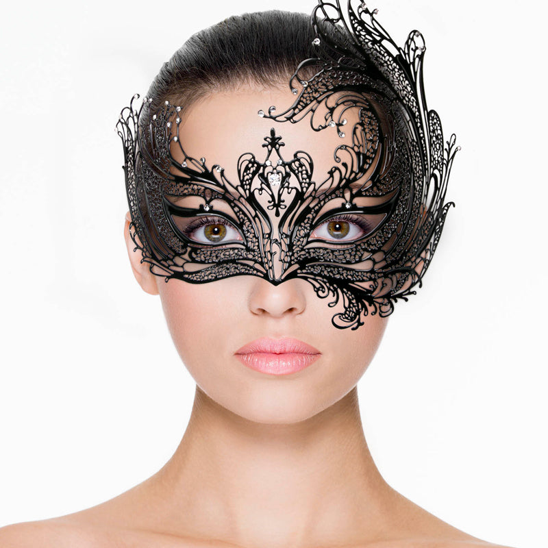 EasyToys – Durchbrochene venezianische Maske in Schwarz