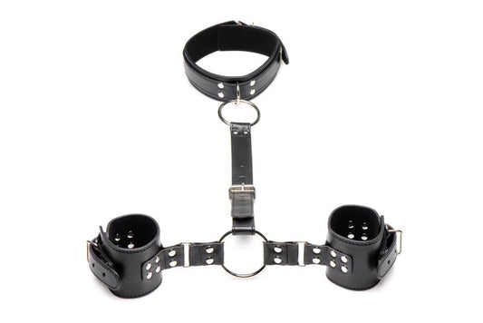 Halsband mit Manschetten Fessel-Set - Schwarz